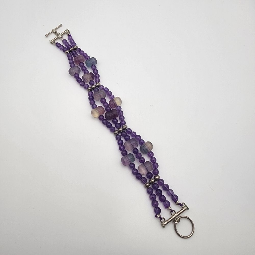 Amethyst & Fluorite Beaded Bracelet